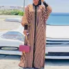 Robes décontractées Automne Chemise Maxi Robe 2024 VONDA Femmes À Manches Longues Imprimé Fête Bohème Robes Lâche Robe Surdimensionnée