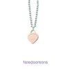 Topkwaliteit Tifannissm-ketting voor dames online winkel T Home Precision Edition sterling zilver roségoud hartvormige ronde ketting met originele doos