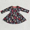 Robes de fille en gros infantile enfant en bas âge manches longues robe de noël bébé filles arbre bonbons enfants une pièce enfants Patchwork vêtements