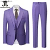 Mäns kostymer blazrar (blazer + väst + byxor) High End Brand Boutique Men's Solid Color Formal Office Business Suit 3delar Set Groom Wedding Dress Q230103