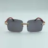 large square sunglasses full diamond glasses T3524012 luxury borderless natural wooden sunglasses frame