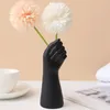 Vases Hand-shape Flowerpot Pen Container Exquisite Flower Bottles Resin Craft Home Decor Nordic Style For Dining Table Office Supplies