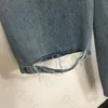 Broderi brev jeans kvinnor designer hög midja byxor breda rakt ben denim byxor