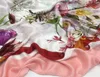 Wholenew style 100 soie matériel rose couleur imprimé floral carré foulards châle pour les femmes taille 130 cm 130 cm6024933