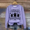 Sweats à capuche pour femmes Femmes Joyeux Noël Sweat-shirt Arbre de Noël Imprimer Col rond Pull Top Festival Vêtements de mode Sudadera Navidad Mujer