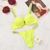 Bras Sets Womens Lace Underwear Panties Bralette Sexy Women Seamless Bra Set Luxury Letter Rhinestones Push Up Lingerie