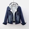 Plus Größe S-5XL Herbst Winter Jacke Frauen Plus Dünne Kaschmir Mit Kapuze Denim Jacken Weibliche Beiläufige Kurze Jean Mantel Jacke weibliche 240102