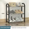 Simple Shoe Rack Metal Shelf Footwear Living Room Space Saving Home Shoes Organizer Stand Holder Black 240102