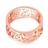 Top Quality Fashion Trendy 8mm 18k rose gold Plated Flower Vintage Wedding bands Rings For Women hollow Design anillo224U
