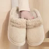 Slippers WDZKN Women Winter Home Thick Bottom Warm Cotton Shoes Slip-On Anti Slip Platform Indoor Bedroom Couple Men