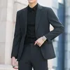 S6XL costume d'affaires décontracté pour hommes Style coréen à la mode coupe ajustée 2 pièces ensemble couleur unie Blazer pantalon marié robe de mariée fête 240122
