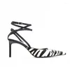 Sandały Strappy moda kobiet Zebra Zwierzęcowe pięty kobiety wysokie obcasy Kobiety Pumps Stoletto Slingback Buty dla kobiet