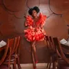 Party Dresses Orange Women Short Homecoming Dress Plus Size Puffy Mini Tutu kjolar Tiered Tulle African Cocktail Prom Bowns