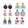 Dangle Chandelier Acrylic Apple Rainbow Cute Earrings Vibrant Girl For Teachers Day Drop Delivery Jewelry Dhcqk