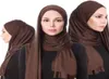 2019 Kvinnor Elastic Jersey Scarf Hijab Solid Breattable Muslim Clothing Turban Femme Shawls and Wraps Islam Arab Head Scarves6234831