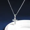 TBCYD D Color Cross Pendant For Women 18K White Gold Plated S925 Sterling Silver Necklace Chain Wedding Fine SMEEXKE 240102