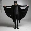 Idopy Korean Fashion Men's Punk Style Black Hoodie Hip Hop Long Cardigan Gothic Sweatshirts Cape Cloak Oregelbundet hem 240103