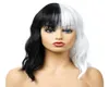 2020 Amazon Selling New European and American Wig Cool Black and White Long Curly Hair High Temperature Silk Headgear Wig9110492