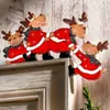 Juldekorationer dörrramdekor Santa Claus älg trätrydnader hänge för hem 2024 Navidad Noel år