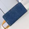 24SS Women Crafty Zippy Long Short Wallets Handbag Denim Blue Classic Flower S Designers Bag Ladies President Wallet Coin With Original Box