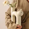 Gato bonito vaso cathead em forma de h tubo vaso arranjo de flores hidroponia acessórios decoração para casa vasos vasos 240103