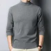 Autumnwinter Mock Neck Sweater Men Solid Color Pullovers Man Half Turtleneck Knitwear Fashion Brand Casual Herrkläder 240103