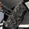 Designer CF full diamond chain bag can be carried diagonally with sequin bag black explosive flash shoulder carried by hand with real leather bag designer handbag