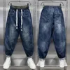 Streetwear Mode Mannen Jeans Retro Blauw Gesplitst Designer Casual Denim Cargo Broek Hip Hop Joggers Broek Merk Herenkleding 240103