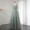 Festklänningar Luxury Dubai Green Arabic aftonklänning med Cape ärmar Pink Plus Size Women Wedding Guest GooN Vestido de Mujer