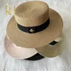Moda Pullar Güneş Koruyucu Kağıt Hip Şapkası İlkbahar Yaz İngiliz Düz Panama Güneşlik Altın Arı Şapkası 240102
