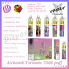 % 100 Orijinal Airbomb Tornado 7000 Puff Teslim Edilebilir Vape Kalem Mesh Bobin 14ml Önceden Fullalı Pod 650mAh Şarj Edilebilir Pil 0% 2% 3% 5% 5% Buharlaştırıcı E Sigara 10 Flavor Stok