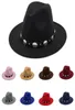 British Style Wool Jazz Cap Hat for Women Vintage Utumn Winter Ladies Fedora Hats with Metal Belt Female Wide Brim Hats GH2189738091