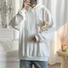 Med hoodies hoodies män söt nallebjörn fickficka lapptäcke high street förtjockar par huva tröjor plus storlek S-3xl Japan Style 240103