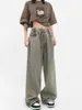 Jeans para mujer 2024 Primavera Otoño Mujeres Cintura elástica Lavada Harajuku Street Chic Pantalones unisex Vintage Pantalones de mezclilla de pierna ancha alta