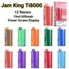 Jam King Ti8000 vaper puff 8000 vape одноразовый склад ЕС Электронная сигарета одноразовая вейп 19 мл 2% 3% 5% E-Juice Аккумуляторная батарея для экранного дисплея sigaretta elettronica