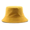 Summer Cotton Black Solid Color Double Sided Simple Bob Hip Hop Bucket Hat Men's Women's Panama Beach Fishing Casual Sun Cap 240102