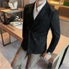 Marca dos homens de alta qualidade terno blazers masculino fino ajuste moda cor pura camurça couro velo vestido smoking escritório blazers jaquetas 240102