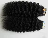 Tejp i Remy Human Hair Mongolian Kinky Curly 10quot26quot Double Sided Natural Human Hair Pu Hair Extensions 40piece4524225