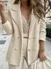 Nouveau 2024 Veste élégante pour femme Mode solide veste cardigan décontractée Femme petit parfum style revers veste à manches longues 240103