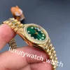 Роскошные классические женские часы 69178 26 мм с бриллиантовым зеленым циферблатом и сапфировым стеклом Автоматические женские часы с золотым браслетом из нержавеющей стали