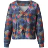 Kobiety Grid Grid Cardigan V-Neck Casual Sweater Lady Button Up Kopited Cothed Płaszcz 2024 Spring Autumn Nieregularne ekil