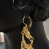 Boucles d'oreilles pendantes Fatima luxe couleur or gland pour femmes mode métal creux oreille crochet Earbob bijoux