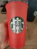 Starbucks Tumbler 24OZ 16oz/710ml mug Plastic Reusable Clear Drinking Flat Bottom Cup Pillar Shape Lid Straw Bardian DHL 100PCS