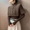 Kobiety swetry kobiety Autumn Vintage Sweater Knitted Slim Turtleeck Solid Korean Single Berged Cardak