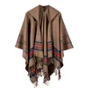 2017 Étoles d'hiver Femmes Cachemire Rayé Poncho Cape Gland À Capuchon Surdimensionné Tricoté Cardigan Couverture Longue Châle Écharpe Pashmina6932376