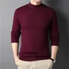 Wełniana marka Mens Cashmere Sweter Half Turtleeck Mężczyźni Swetery dzianinowe pulloczy dla mężczyzn męskiej szczupły dzianinowy mężczyzna 240103