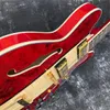 Grote Red Gloss Finish Semi Hollow Archtop Jazz E-Gitarre Gold Hardwares