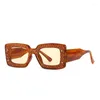 Lunettes de soleil rétro dames lunettes de soleil UV400 marron léopard cadre épais carré pour femmes 2024 femme été Style cadeaux