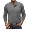 Laicross Border European och American Men's Long Sleeved T-shirts med runda halsade Henley-skjortor för utrikeshandelsmän T-shirts, Amazon