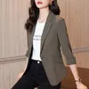 Solid color Thin blazer Women Three-Quarter Sleeve Spring And Summer Slim Short Suit Jacket One Buckle Blousers White 240103